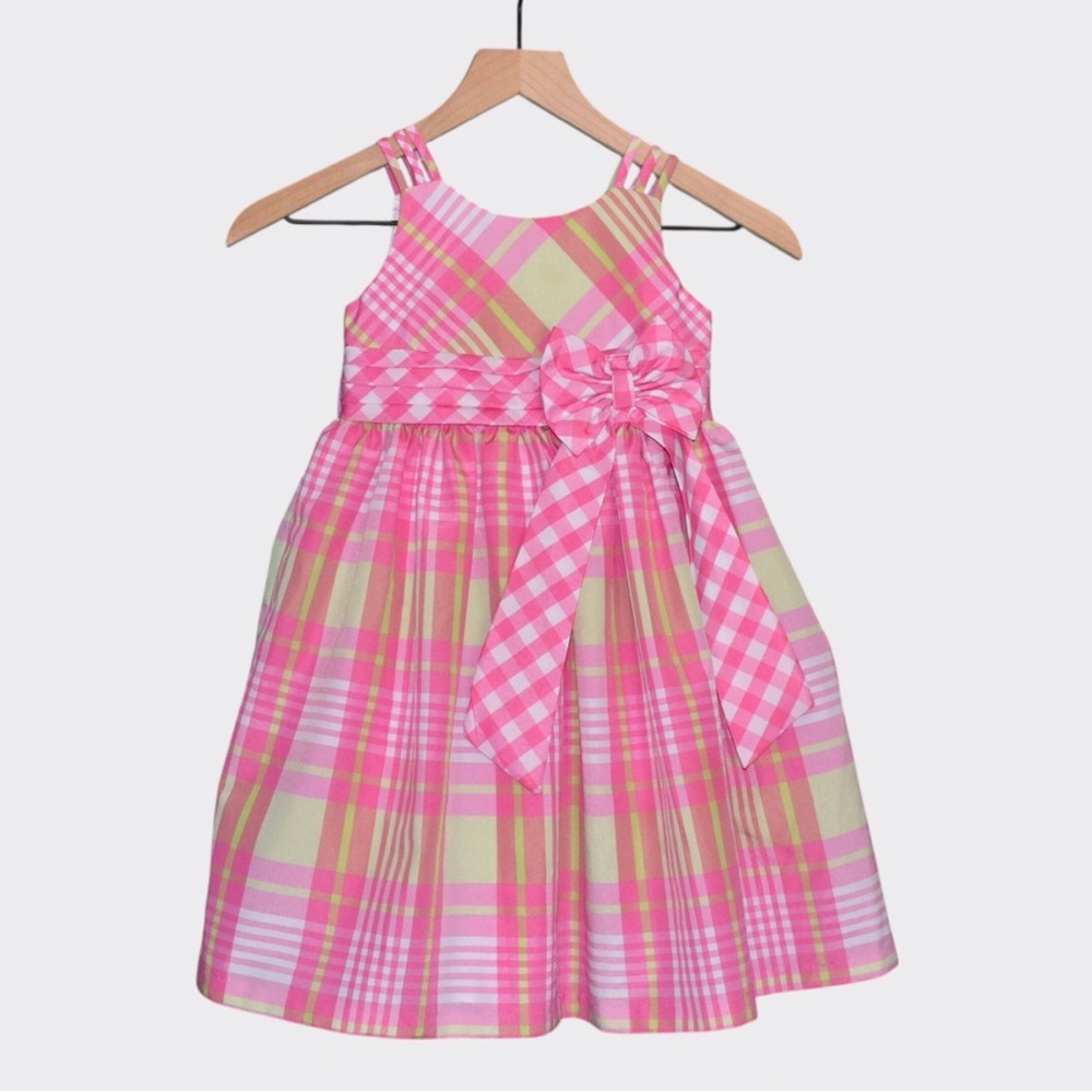 Bonnie Jean Plaid Fit and Flare Bow Waist Party Dress
